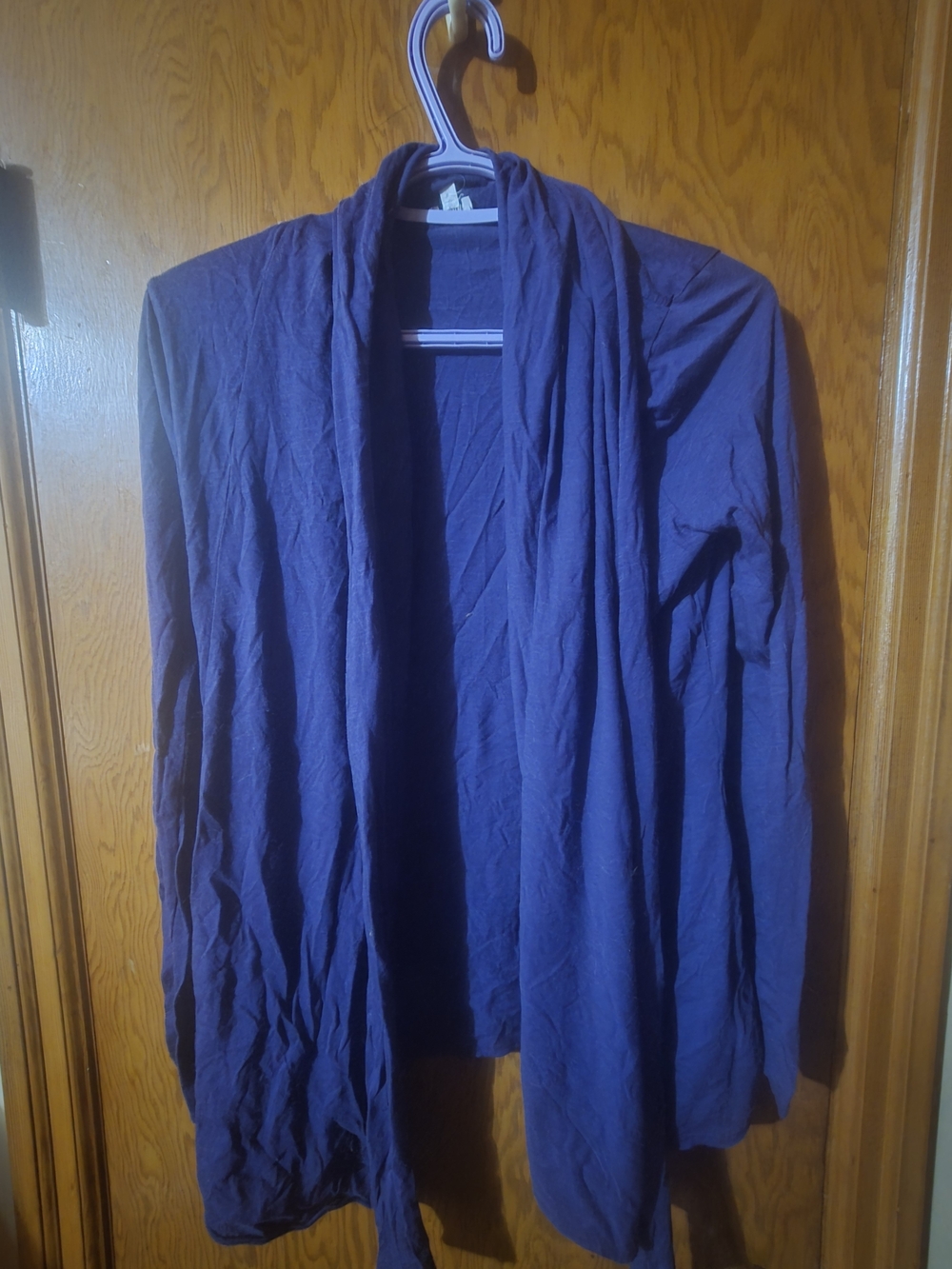 Navy Blue Open-Front Draped Cardigan